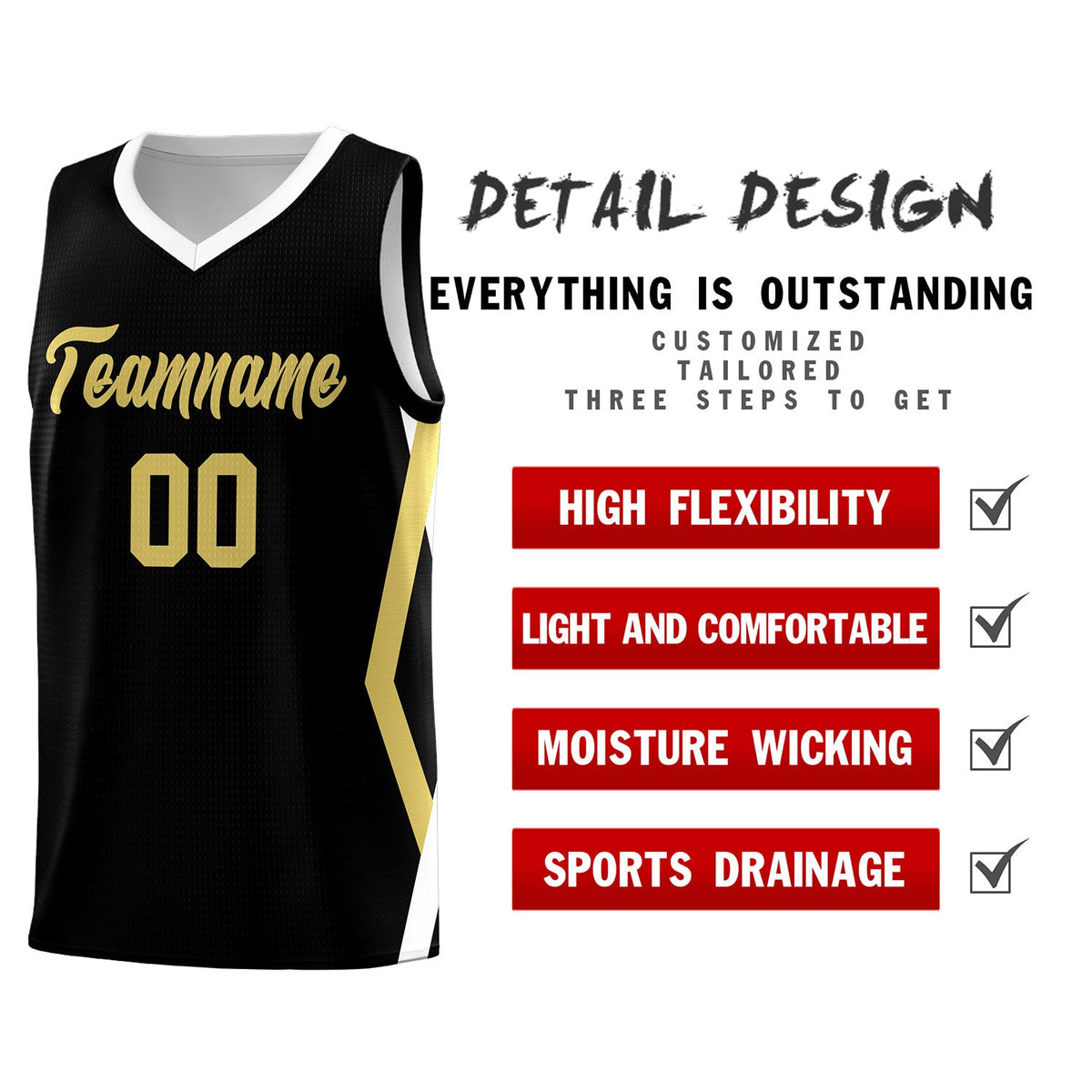 Custom Black Side Rhombus Graffiti Pattern Kits Basketball Jersey|KXKSHOP