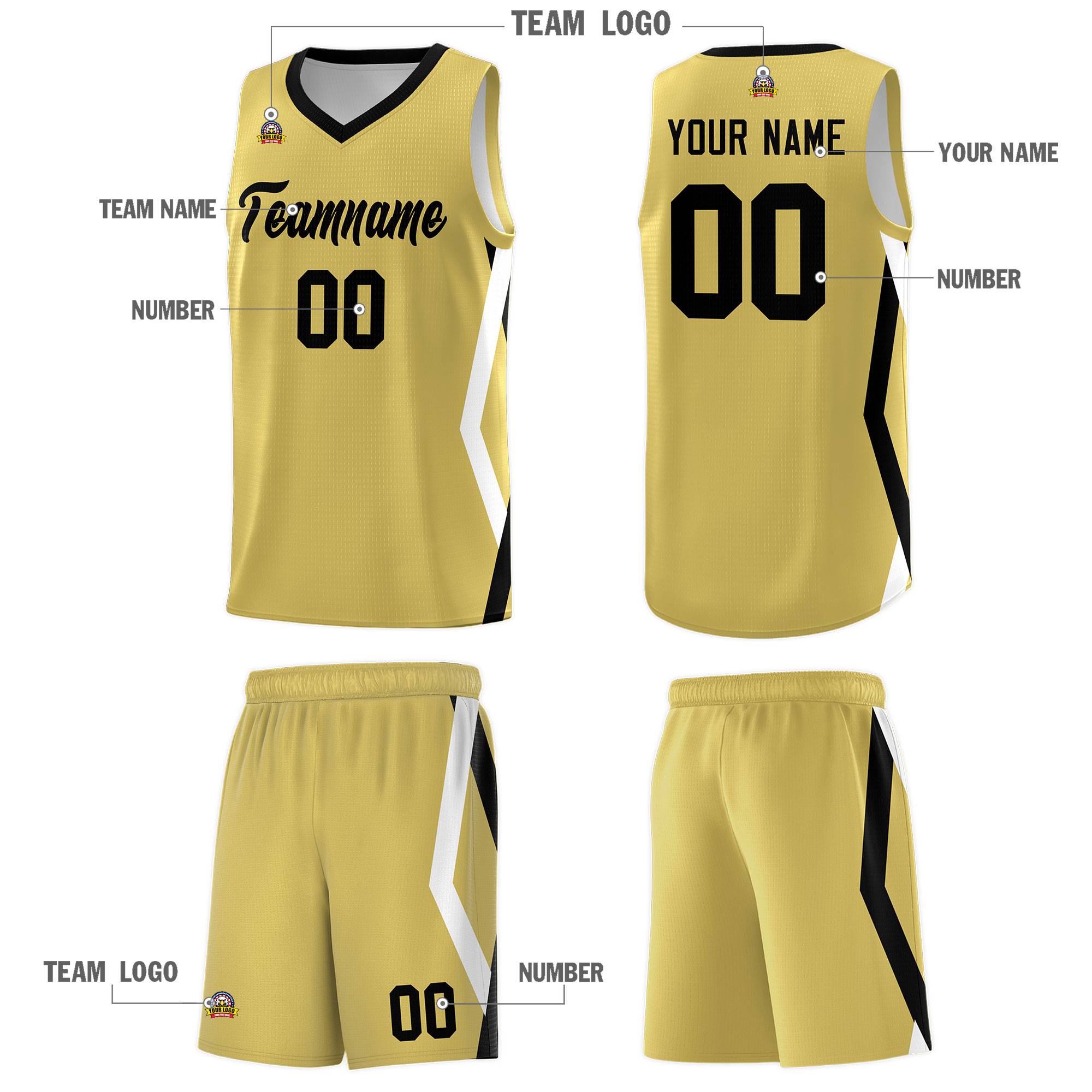 Custom Old Gold Side Rhombus Graffiti Pattern Kits Basketball Jersey|KXKSHOP