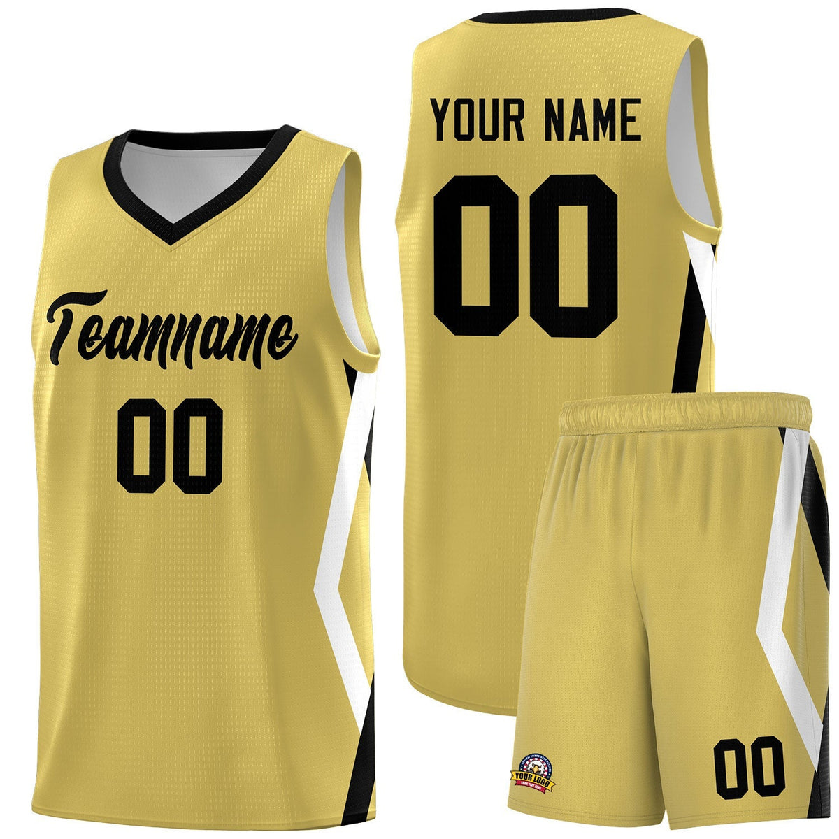 Custom Old Gold Side Rhombus Graffiti Pattern Kits Basketball Jersey|KXKSHOP