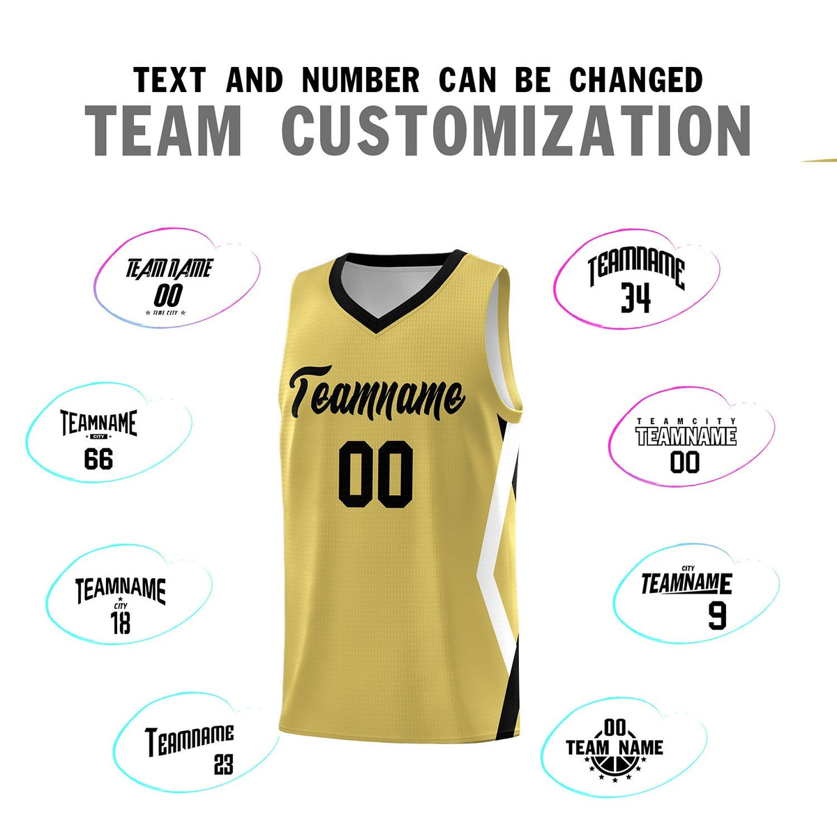 Custom Old Gold Side Rhombus Graffiti Pattern Kits Basketball Jersey|KXKSHOP