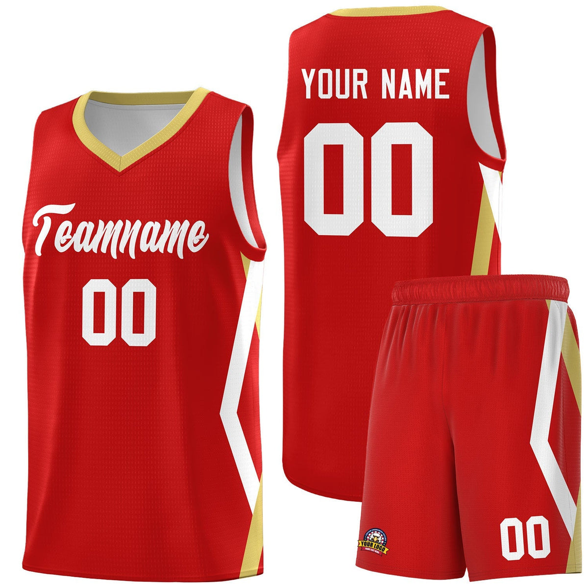 Custom Red Side Rhombus Graffiti Pattern Kits Basketball Jersey|KXKSHOP