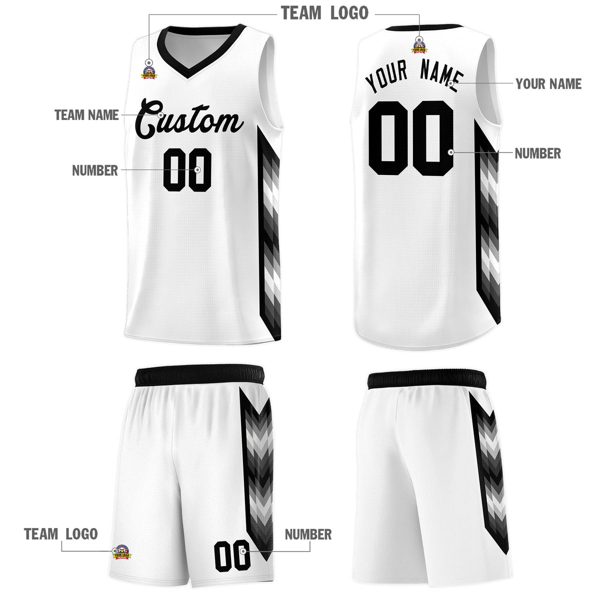Custom White Mosaic Gradient Fashion Sports Uniform Basketball Jersey|KXKSHOP
