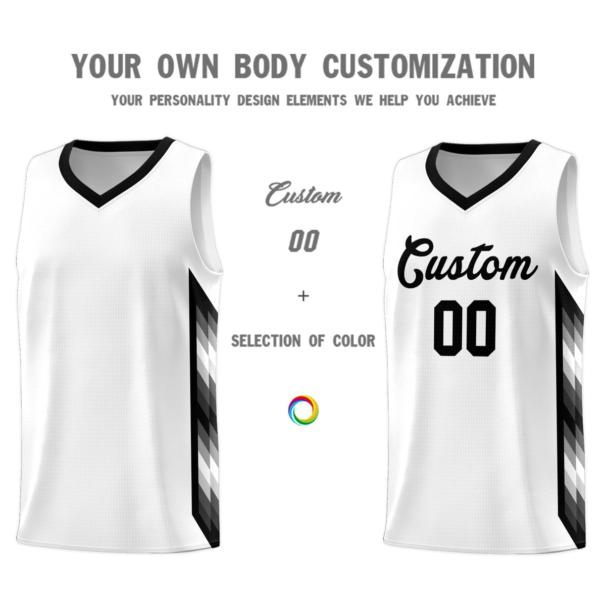 Custom White Mosaic Gradient Fashion Sports Uniform Basketball Jersey|KXKSHOP