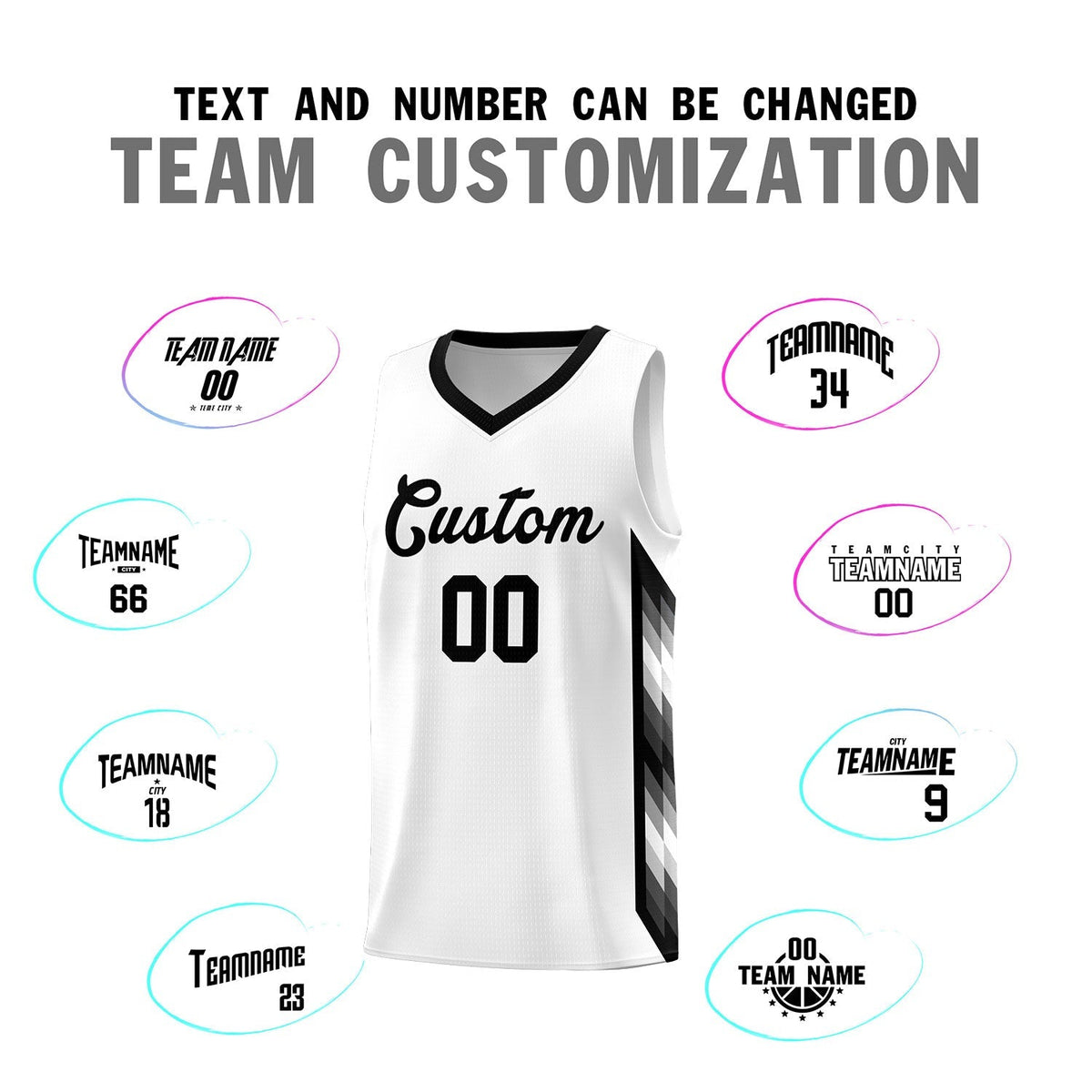 Custom White Mosaic Gradient Fashion Sports Uniform Basketball Jersey|KXKSHOP