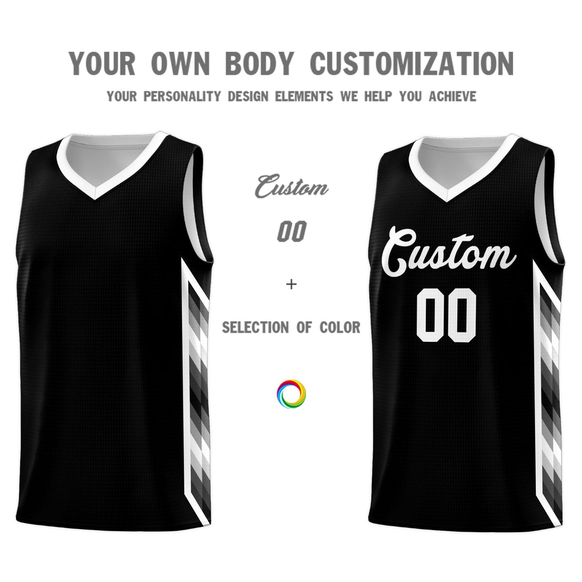 Custom Black Mosaic Gradient Fashion Sports Uniform Basketball Jersey|KXKSHOP