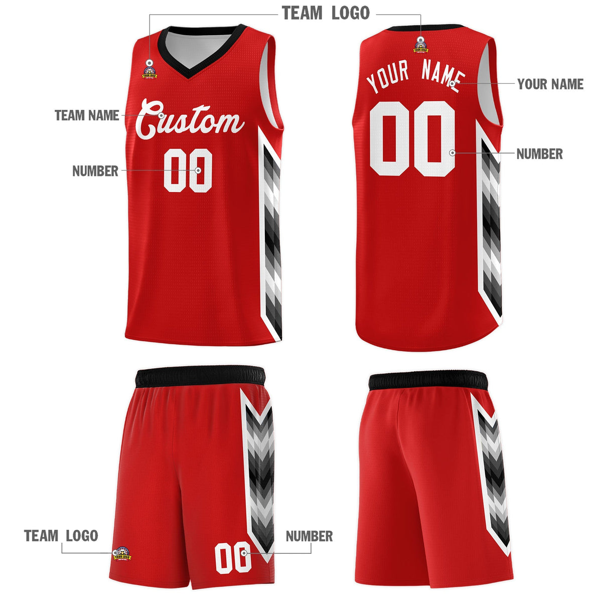 Custom Red Mosaic Gradient Fashion Sports Uniform Basketball Jersey|KXKSHOP