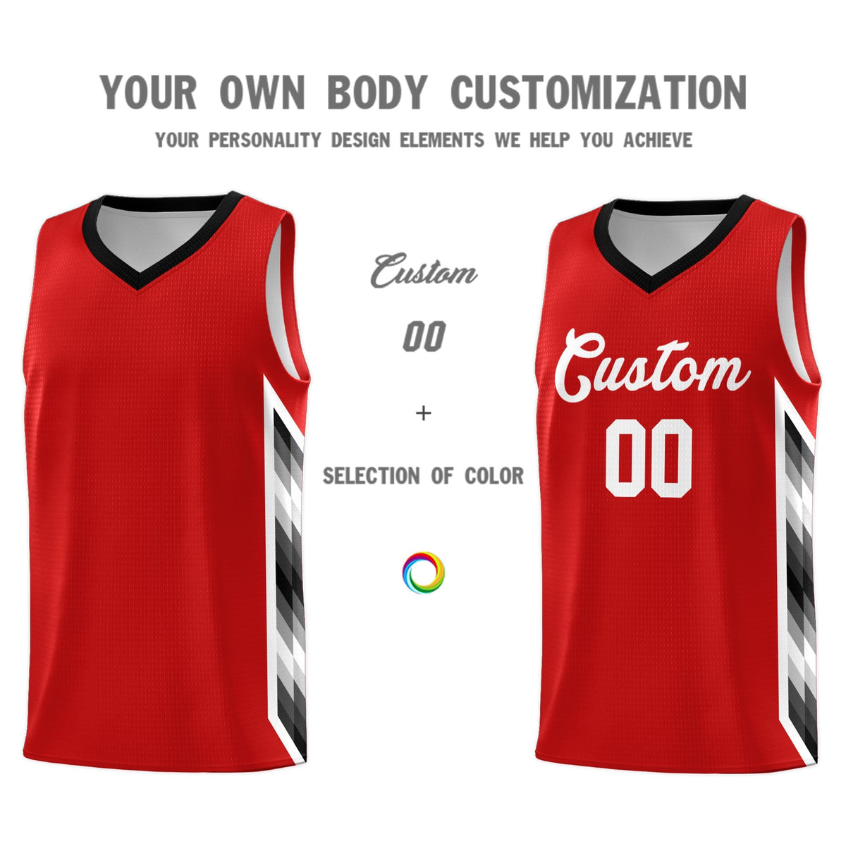 Custom Red Mosaic Gradient Fashion Sports Uniform Basketball Jersey|KXKSHOP
