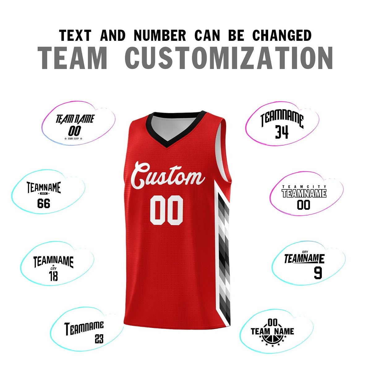 Custom Red Mosaic Gradient Fashion Sports Uniform Basketball Jersey|KXKSHOP