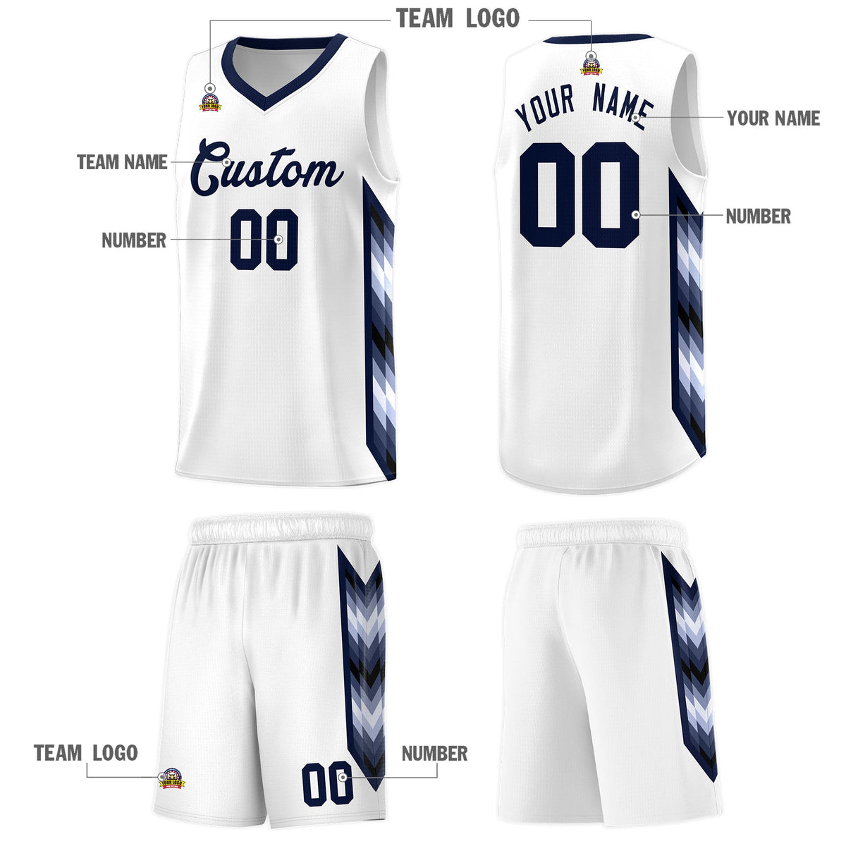 Custom White Mosaic Gradient Fashion Sports Uniform Basketball Jersey|KXKSHOP