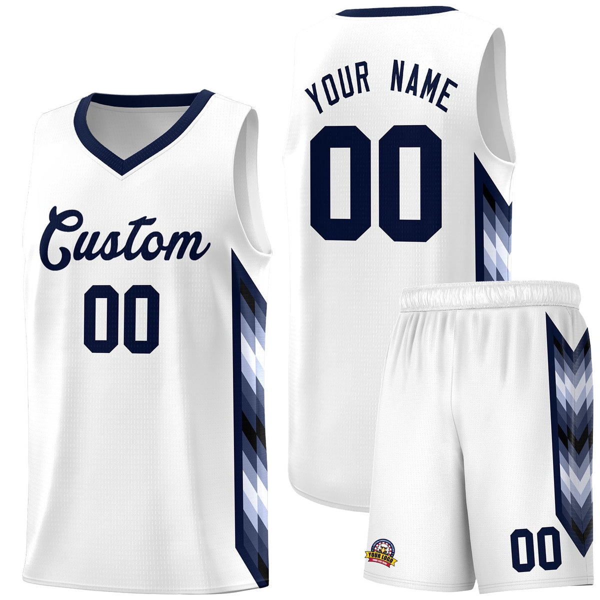 Custom White Mosaic Gradient Fashion Sports Uniform Basketball Jersey|KXKSHOP