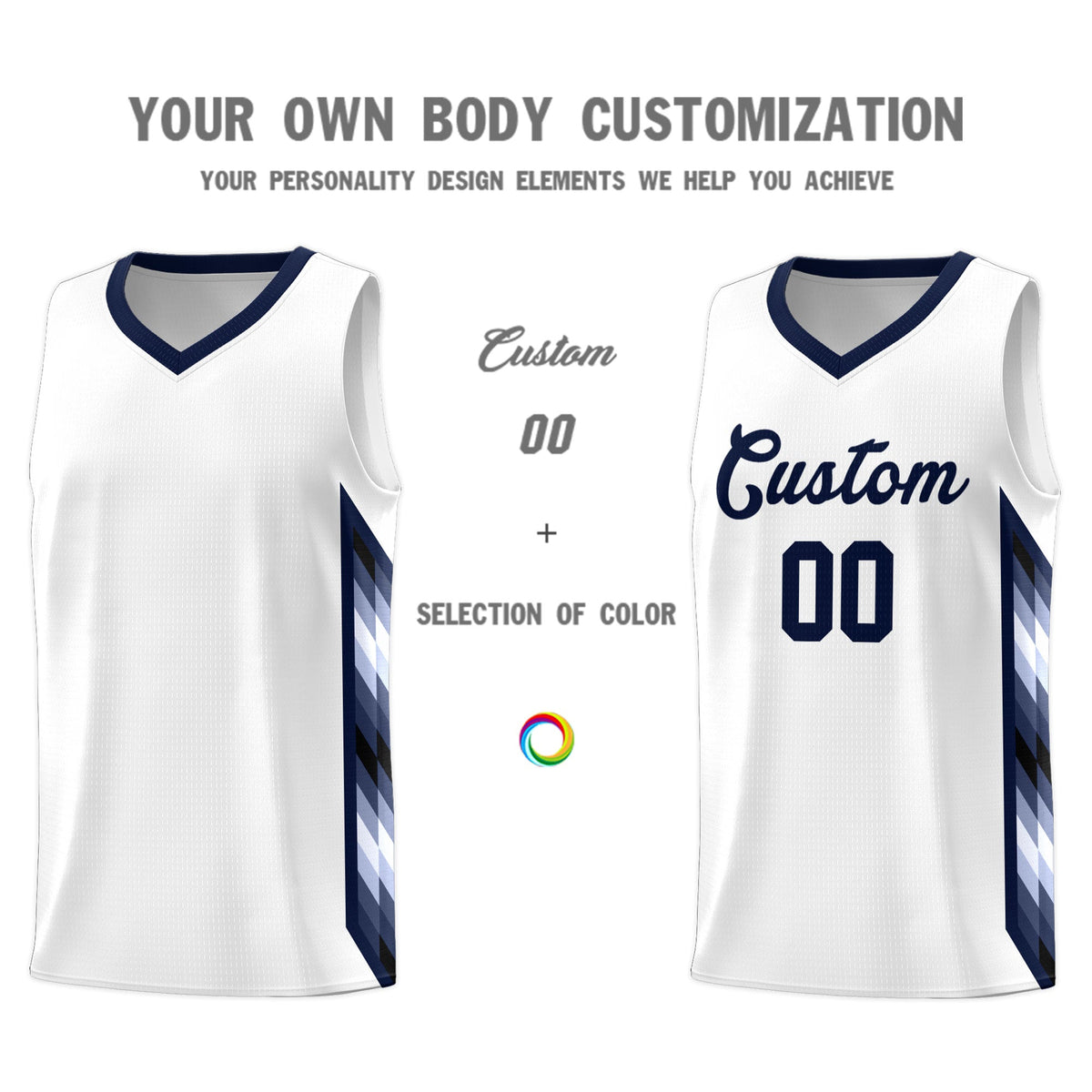 Custom White Mosaic Gradient Fashion Sports Uniform Basketball Jersey|KXKSHOP