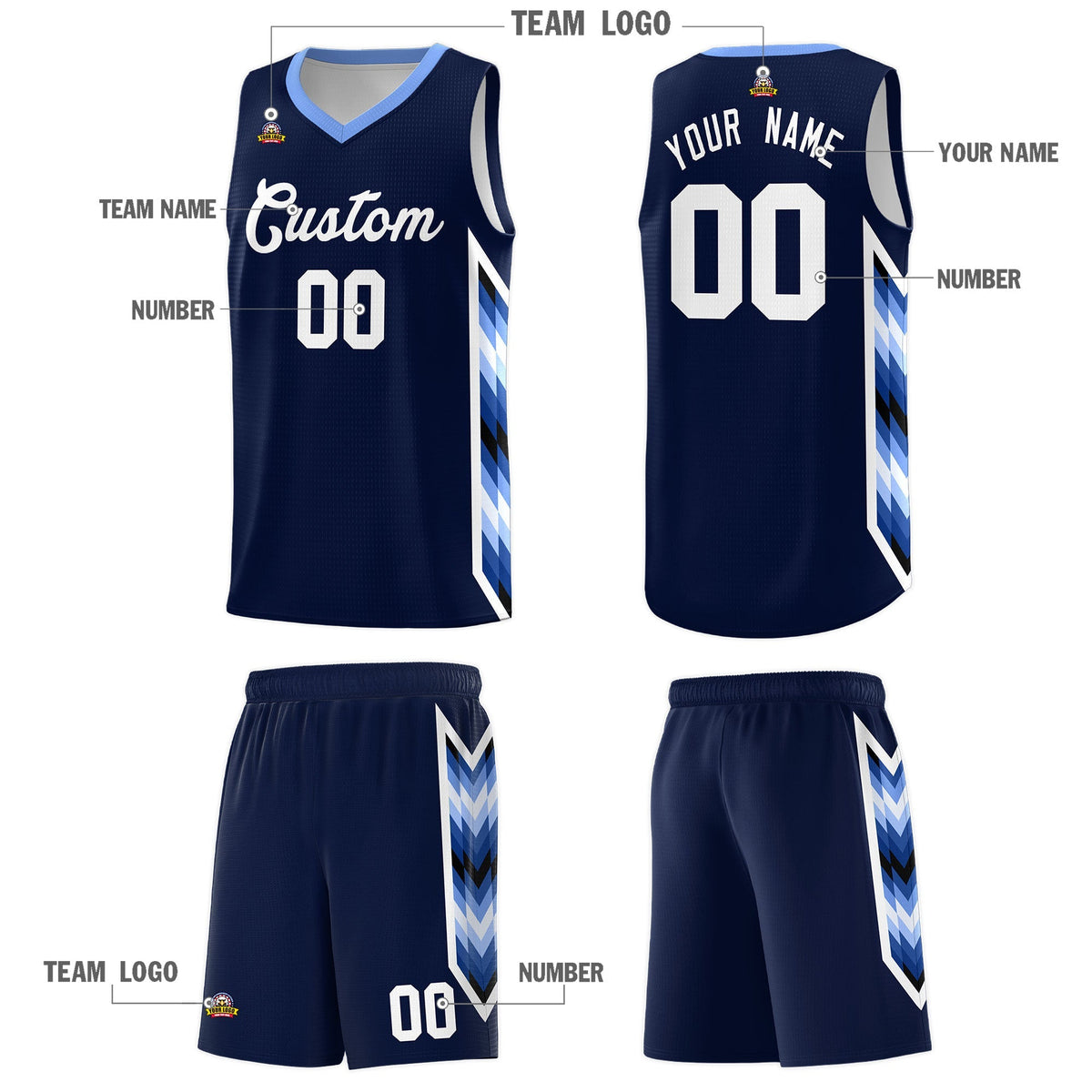 Custom Navy Mosaic Gradient Fashion Sports Uniform Basketball Jersey|KXKSHOP
