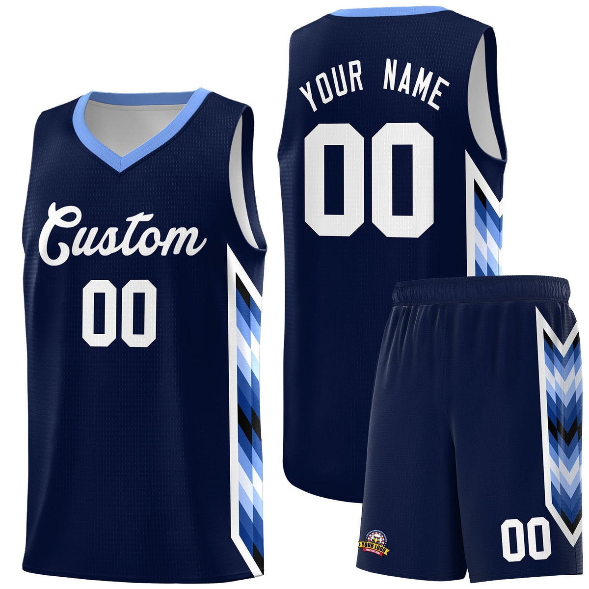 Custom Navy Mosaic Gradient Fashion Sports Uniform Basketball Jersey|KXKSHOP