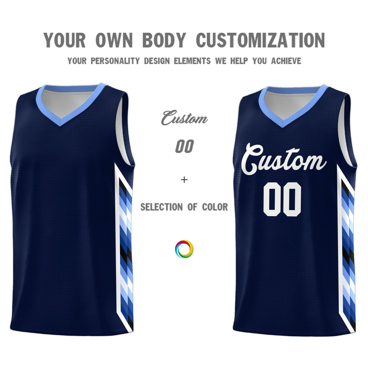 Custom Navy Mosaic Gradient Fashion Sports Uniform Basketball Jersey|KXKSHOP