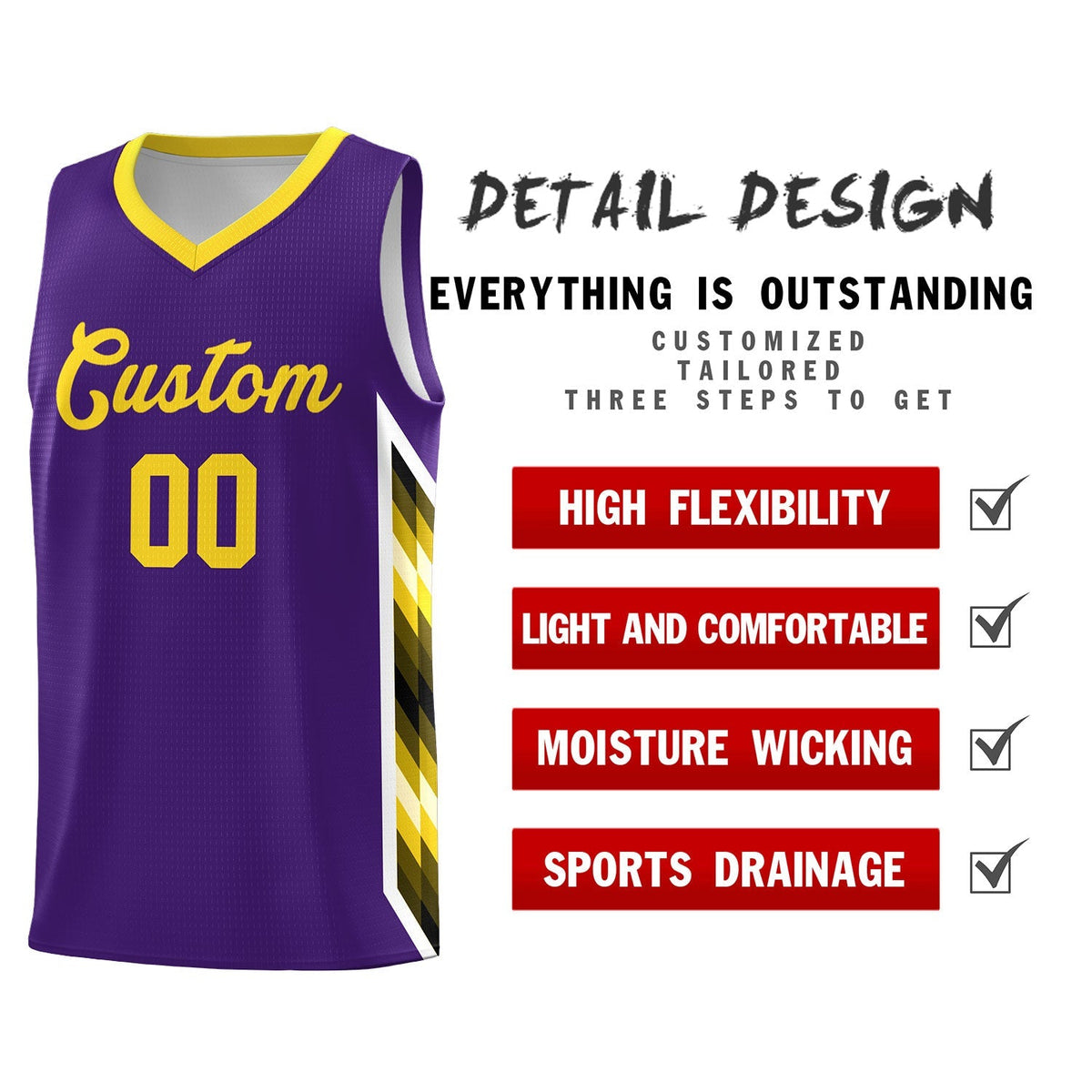 Custom Purple Mosaic Gradient Fashion Sports Uniform Basketball Jersey|KXKSHOP