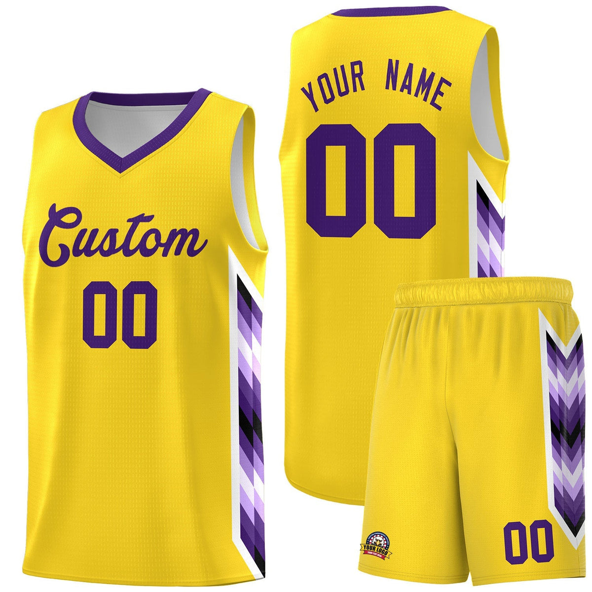 Custom Gold Mosaic Gradient Fashion Sports Uniform Basketball Jersey|KXKSHOP