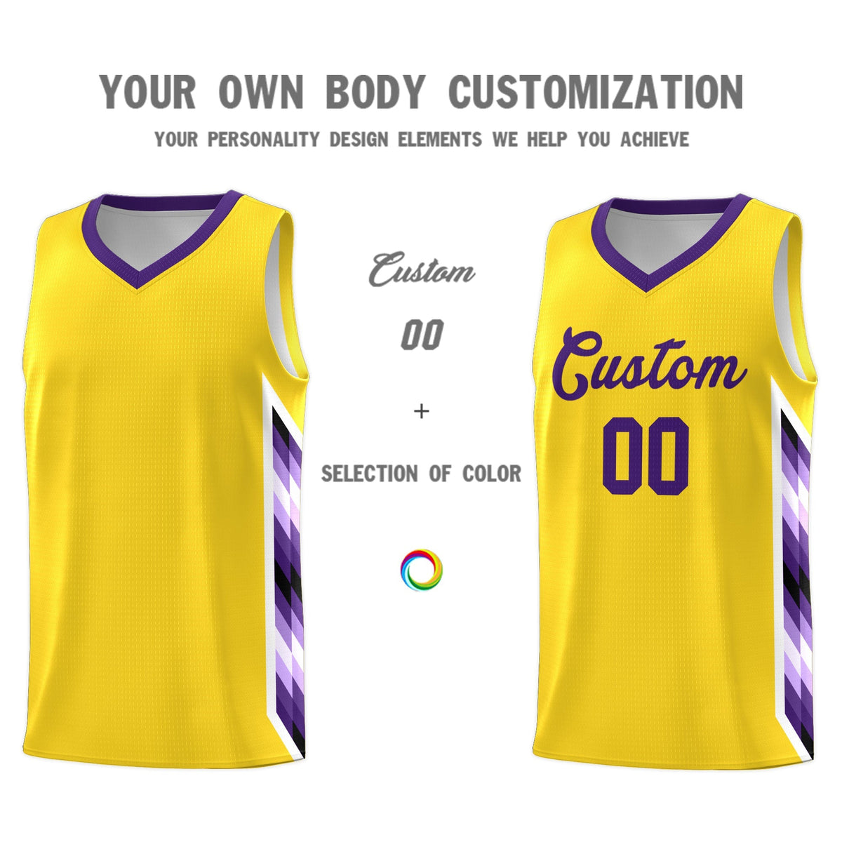 Custom Gold Mosaic Gradient Fashion Sports Uniform Basketball Jersey|KXKSHOP