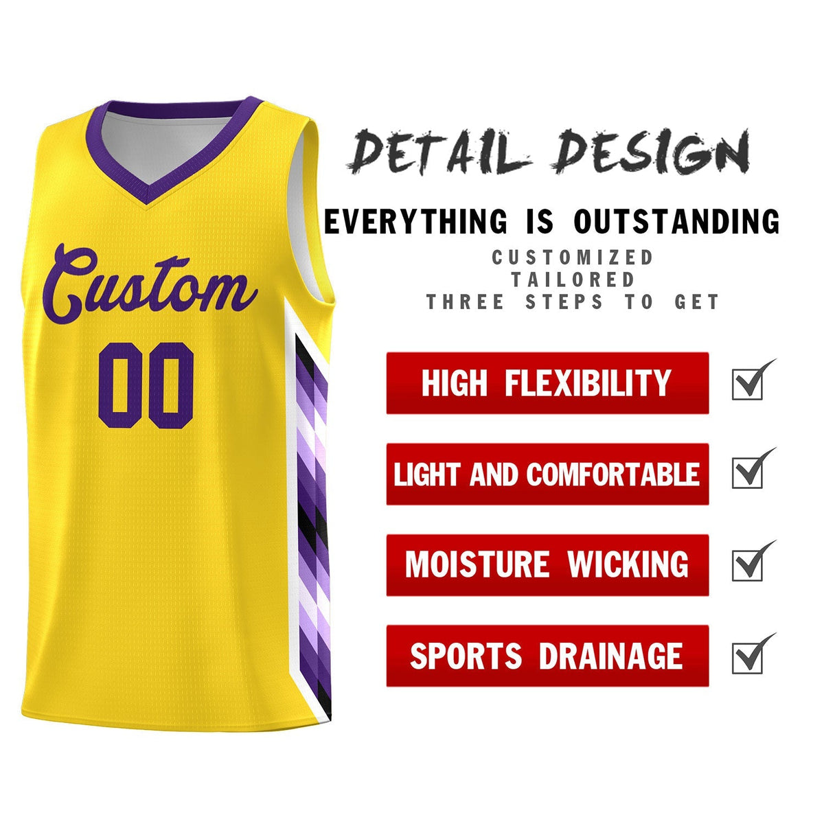 Custom Gold Mosaic Gradient Fashion Sports Uniform Basketball Jersey|KXKSHOP