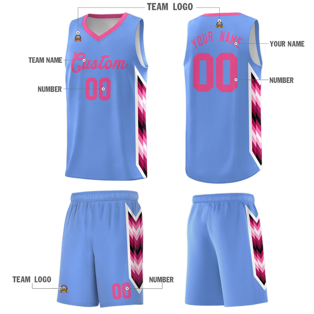 Custom Light Blue Mosaic Gradient Fashion Sports Uniform Basketball Jersey|KXKSHOP