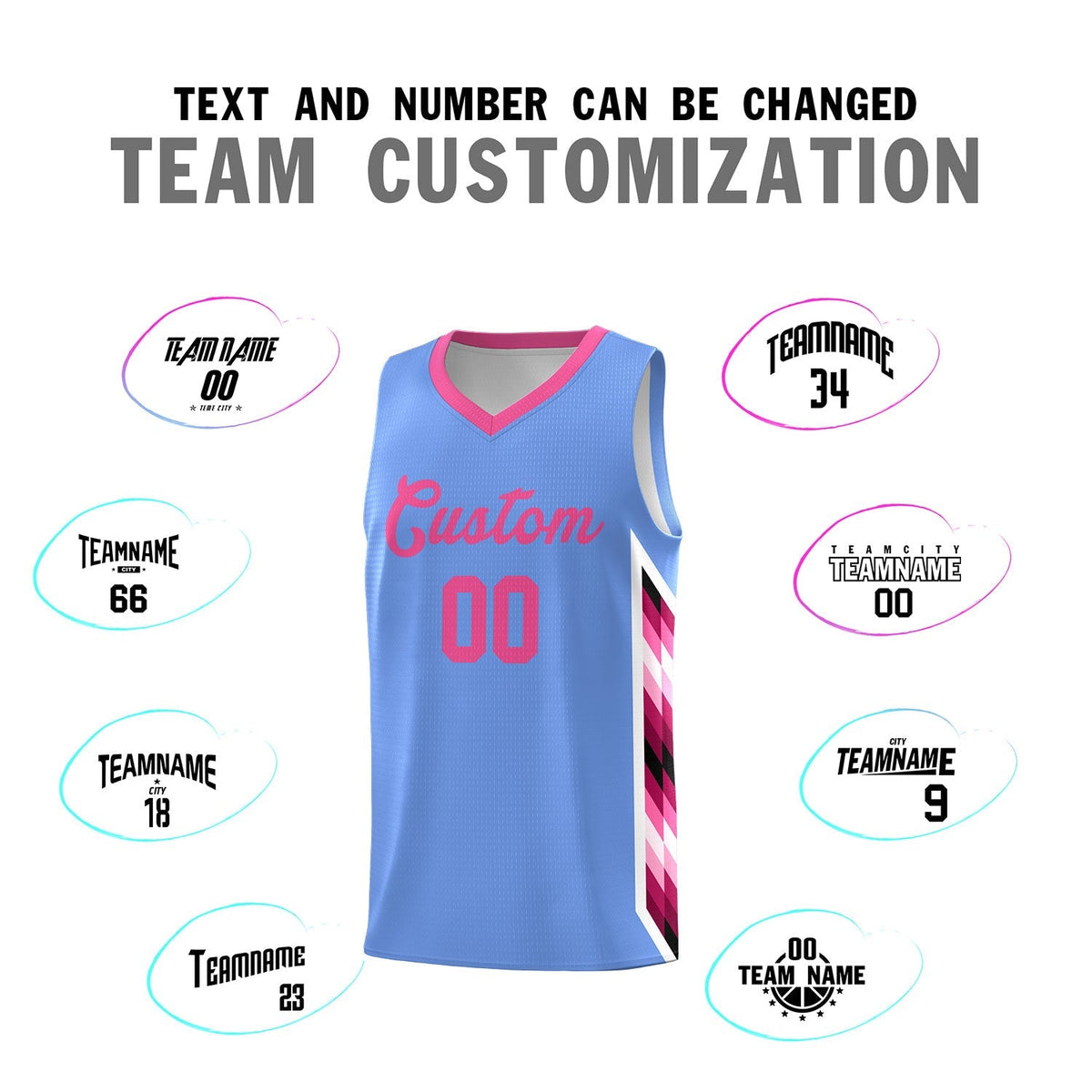 Custom Light Blue Mosaic Gradient Fashion Sports Uniform Basketball Jersey|KXKSHOP