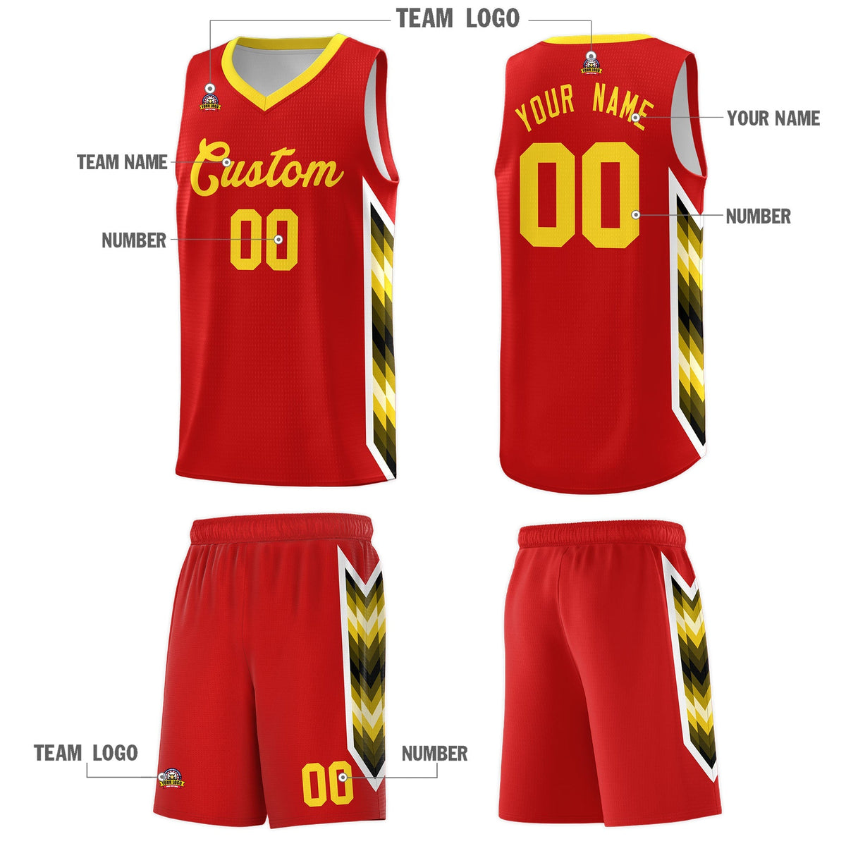 Custom Red Mosaic Gradient Fashion Sports Uniform Basketball Jersey|KXKSHOP
