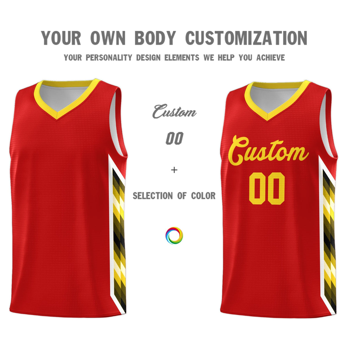 Custom Red Mosaic Gradient Fashion Sports Uniform Basketball Jersey|KXKSHOP