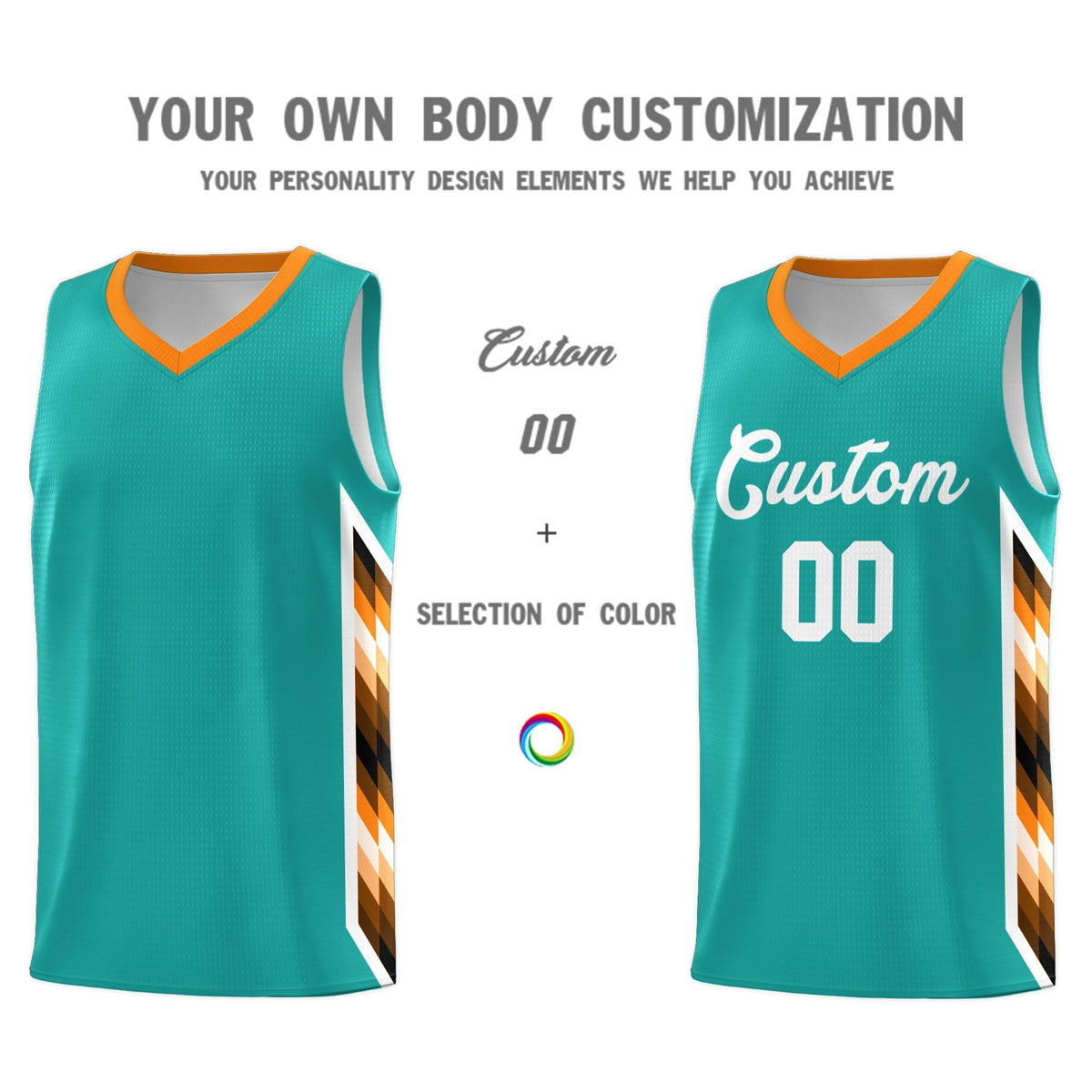 Custom Aqua Mosaic Gradient Fashion Sports Uniform Basketball Jersey|KXKSHOP