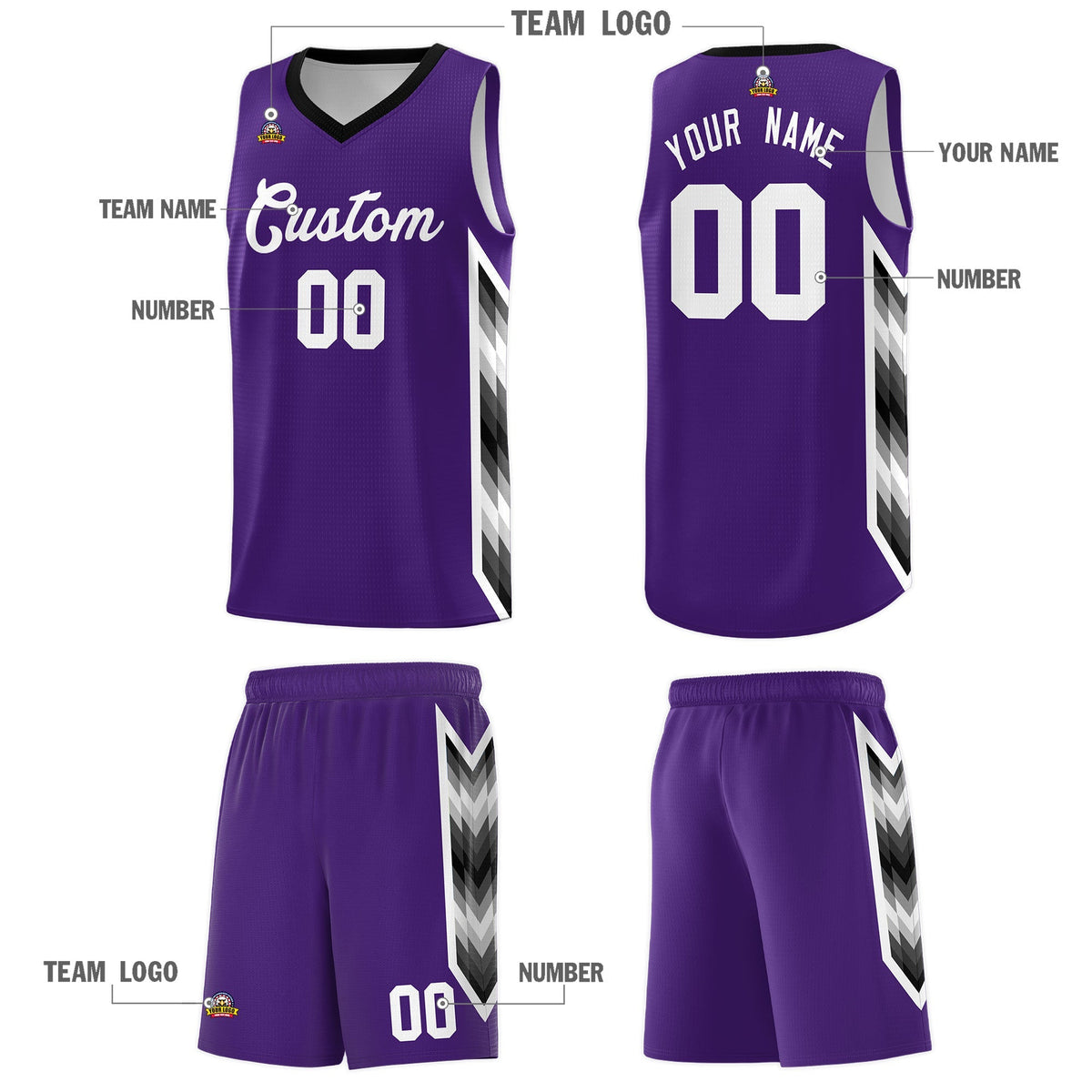 Custom Purple Mosaic Gradient Fashion Sports Uniform Basketball Jersey|KXKSHOP