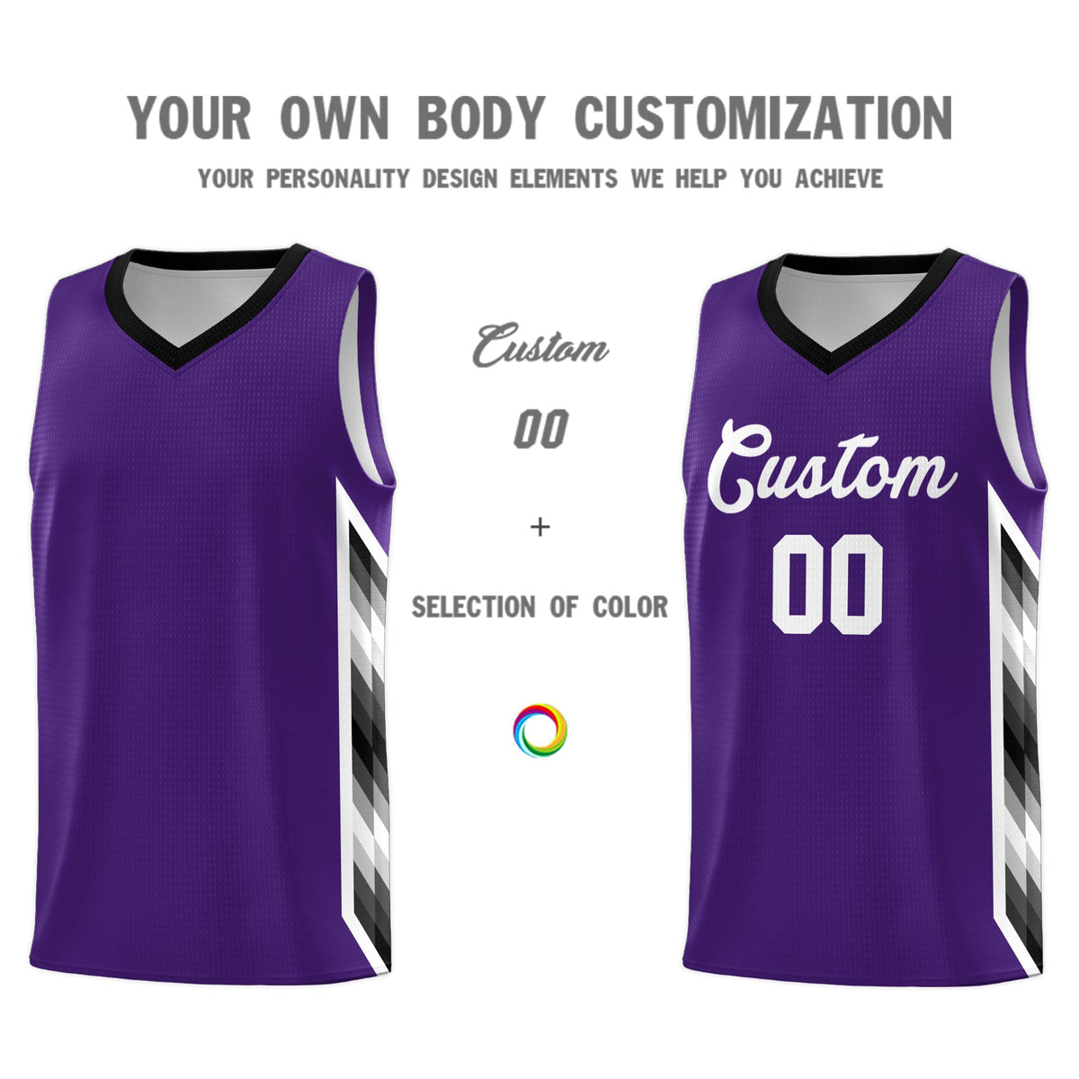 Custom Purple Mosaic Gradient Fashion Sports Uniform Basketball Jersey|KXKSHOP