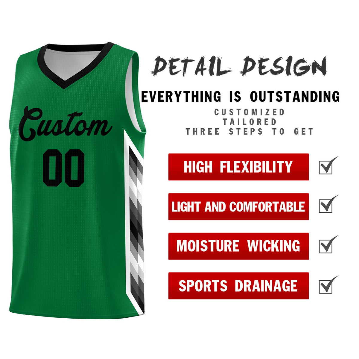 Custom Kelly Green Mosaic Gradient Fashion Sports Uniform Basketball Jersey|KXKSHOP