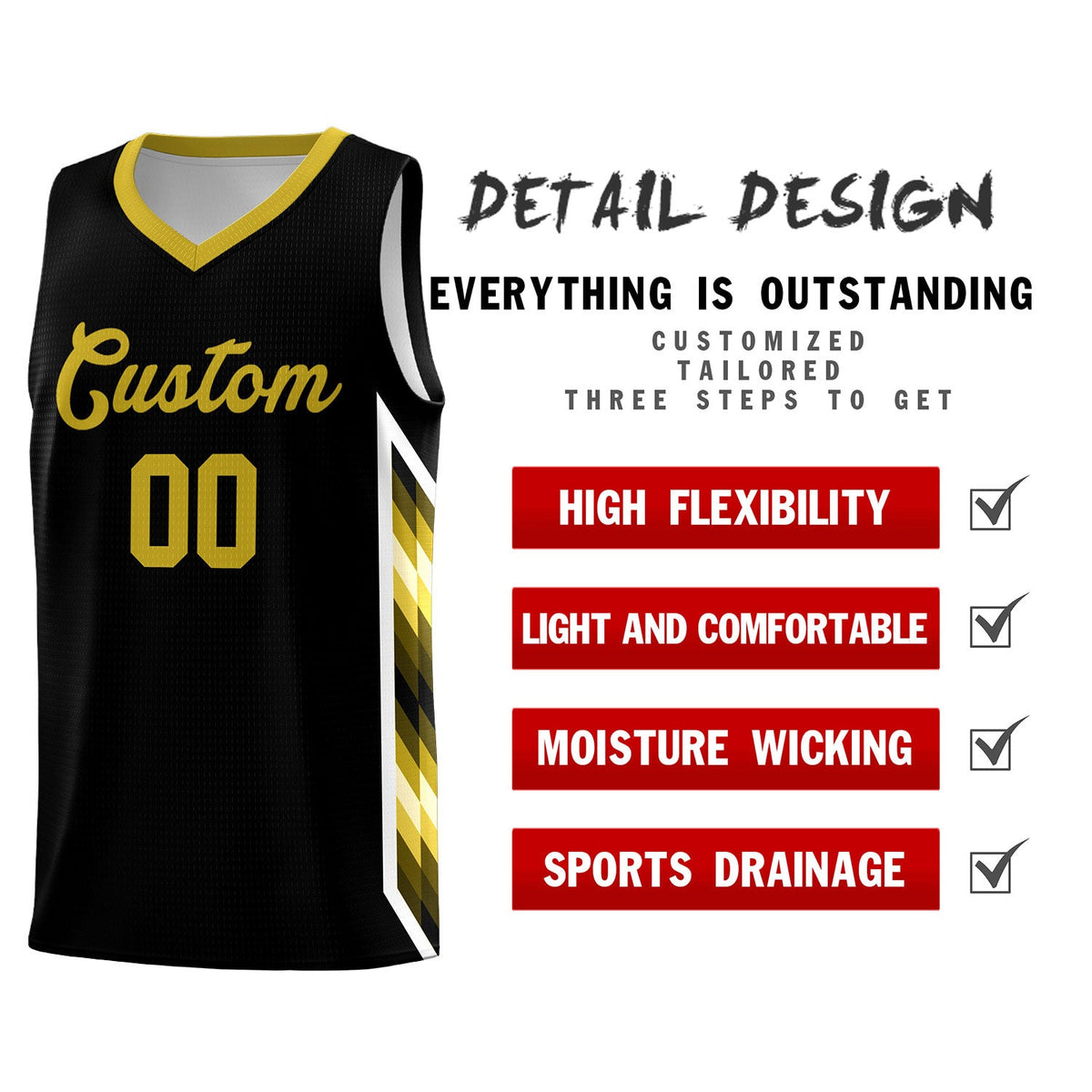 Custom Black Mosaic Gradient Fashion Sports Uniform Basketball Jersey|KXKSHOP