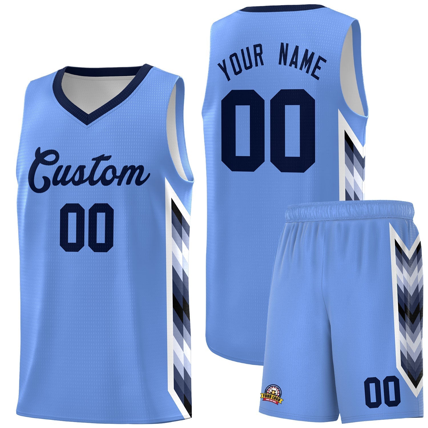 Custom Light Blue Mosaic Gradient Fashion Sports Uniform Basketball Jersey|KXKSHOP