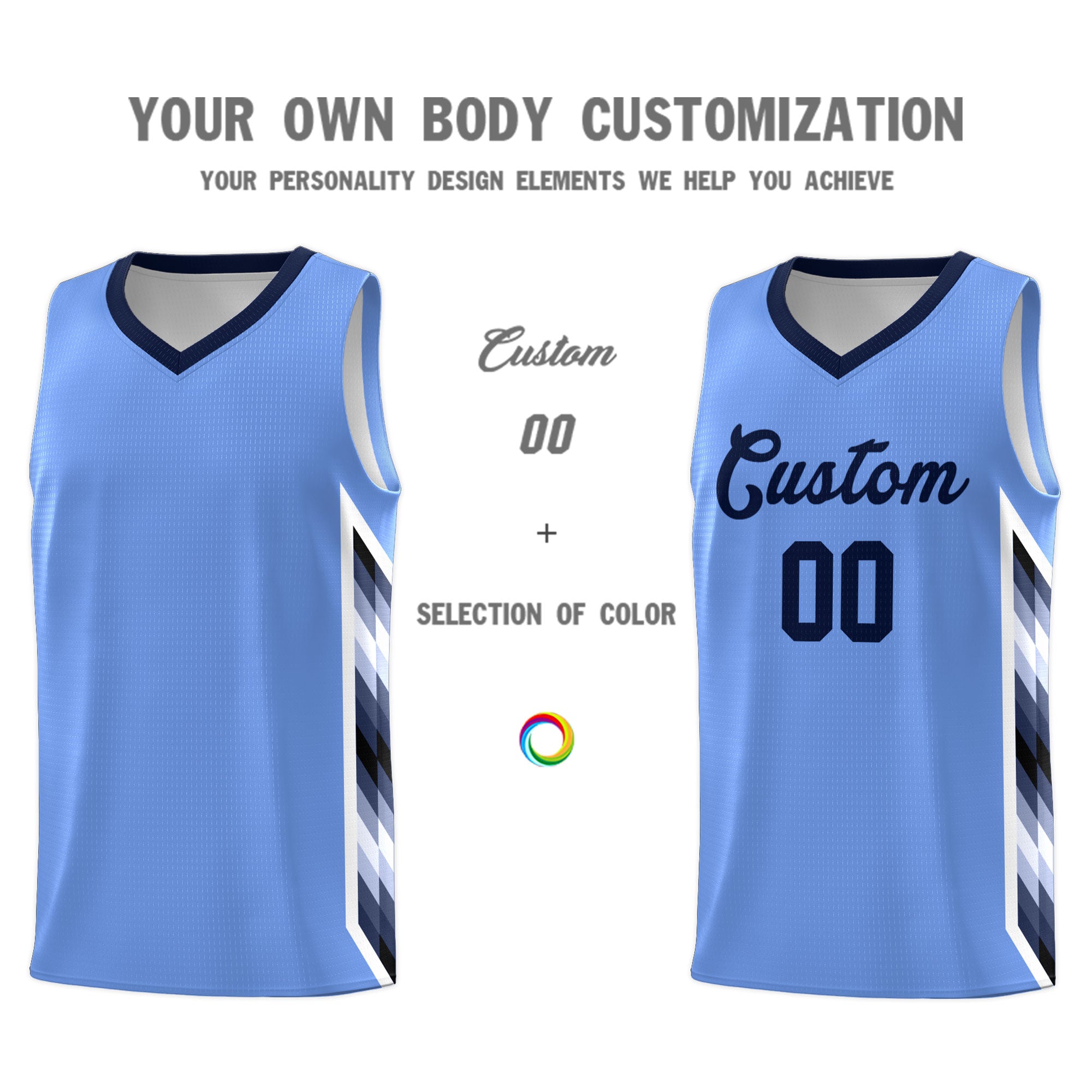 Custom Light Blue Mosaic Gradient Fashion Sports Uniform Basketball Jersey|KXKSHOP