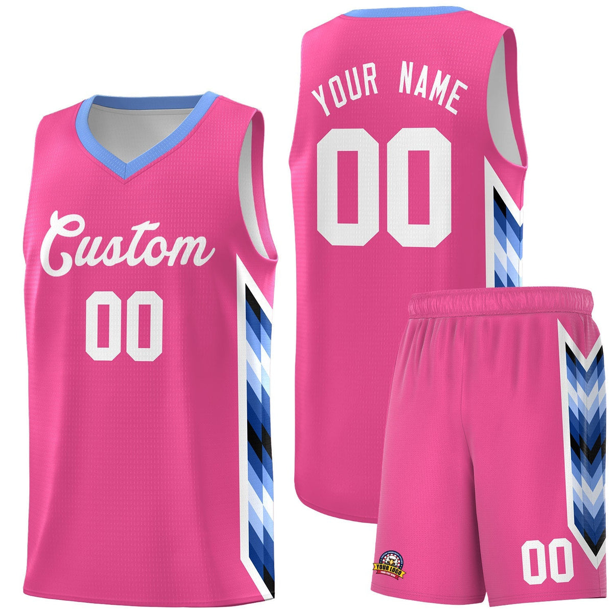 Custom Pink Mosaic Gradient Fashion Sports Uniform Basketball Jersey|KXKSHOP