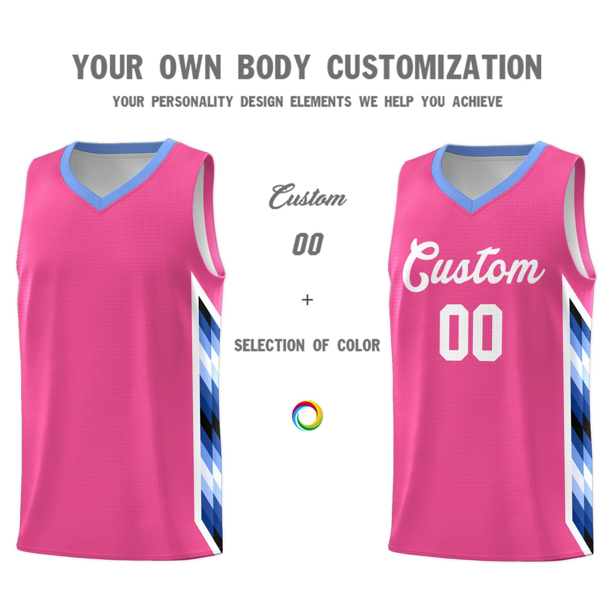 Custom Pink Mosaic Gradient Fashion Sports Uniform Basketball Jersey|KXKSHOP
