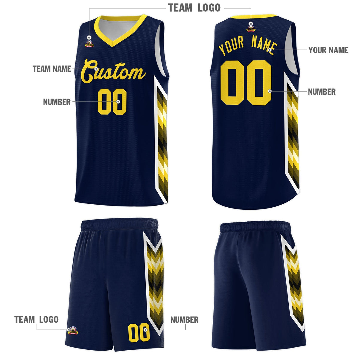 Custom Navy Mosaic Gradient Fashion Sports Uniform Basketball Jersey|KXKSHOP