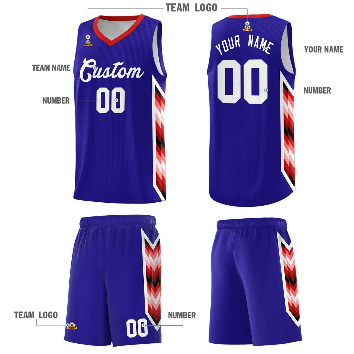 Custom Royal Mosaic Gradient Fashion Sports Uniform Basketball Jersey|KXKSHOP