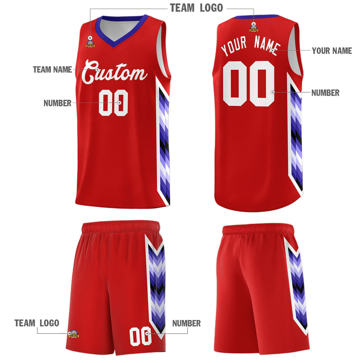 Custom Red Mosaic Gradient Fashion Sports Uniform Basketball Jersey|KXKSHOP