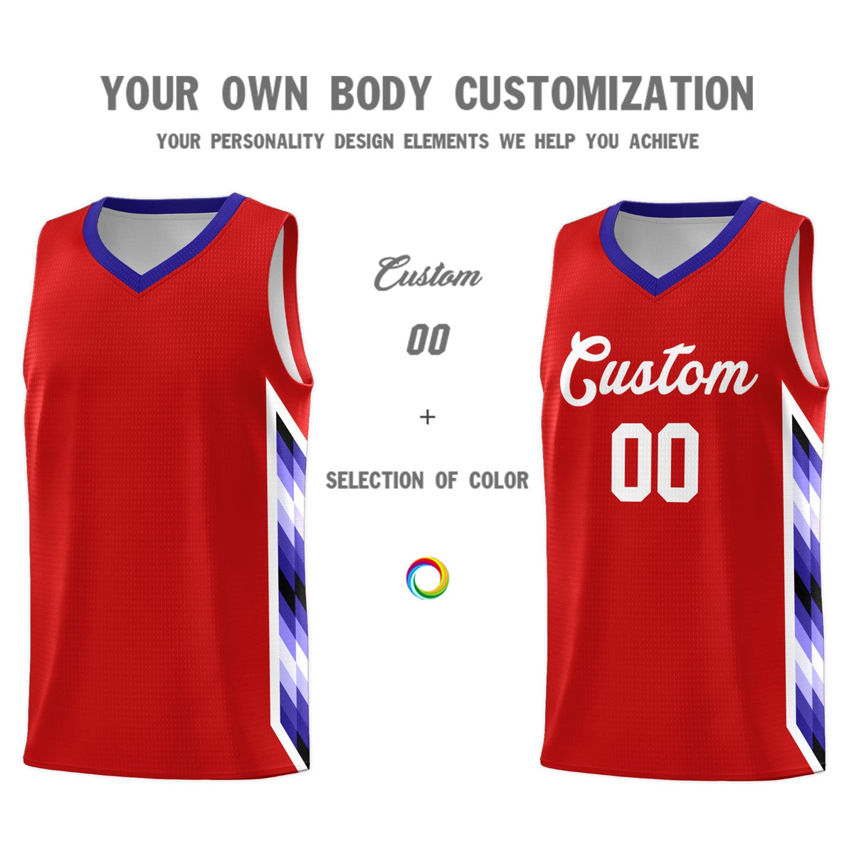 Custom Red Mosaic Gradient Fashion Sports Uniform Basketball Jersey|KXKSHOP