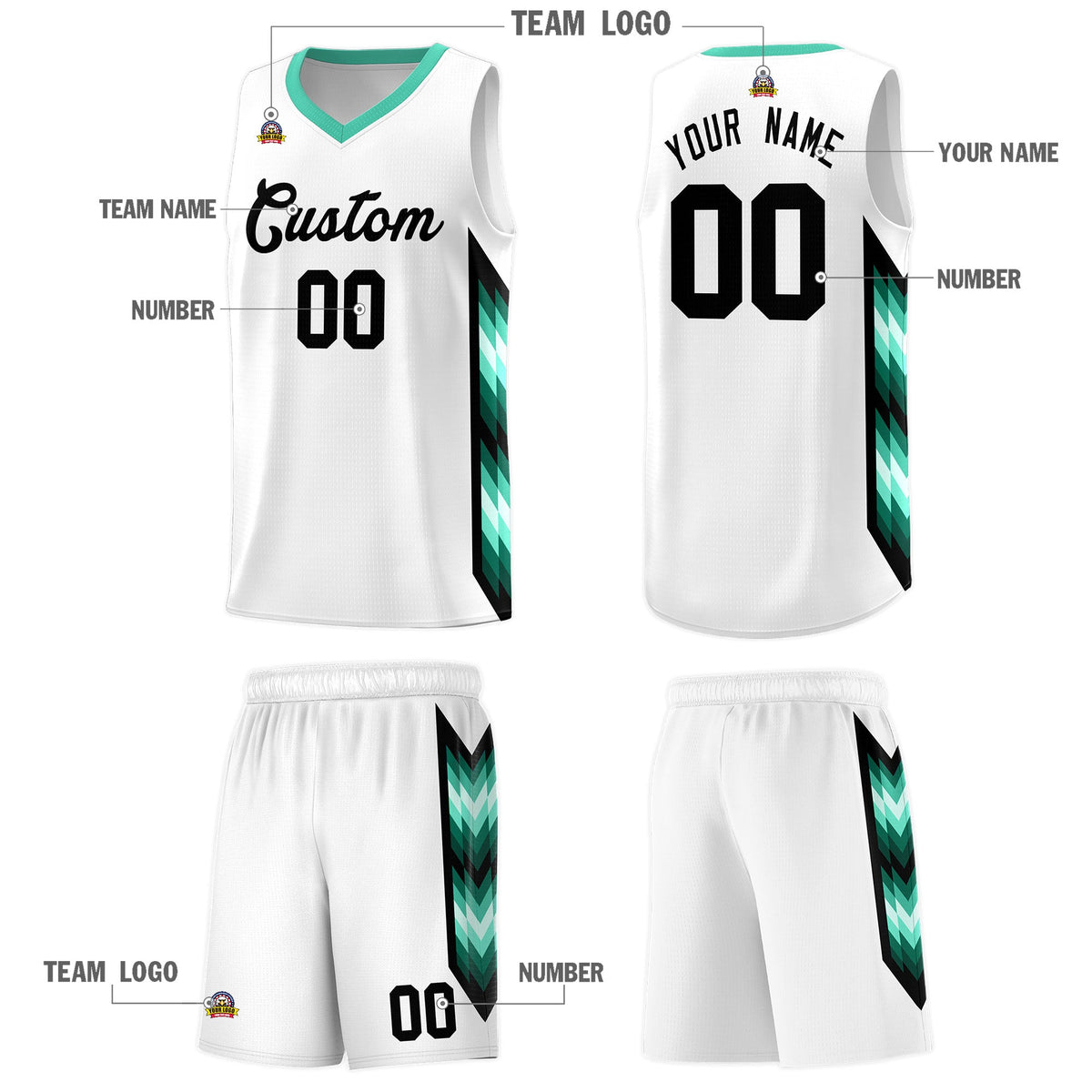 Custom White Mosaic Gradient Fashion Sports Uniform Basketball Jersey|KXKSHOP