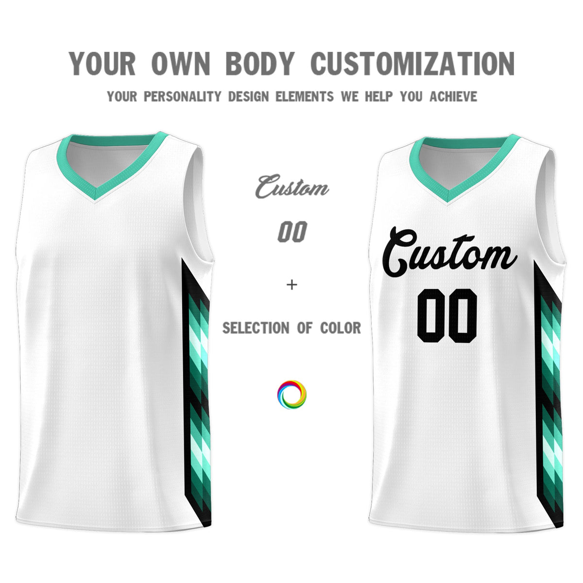 Custom White Mosaic Gradient Fashion Sports Uniform Basketball Jersey|KXKSHOP