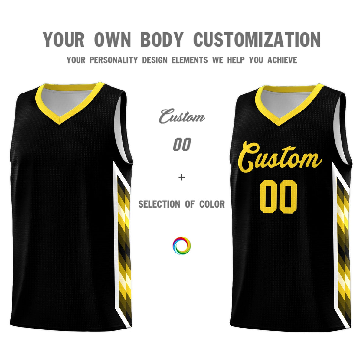 Custom Black Mosaic Gradient Fashion Sports Uniform Basketball Jersey|KXKSHOP