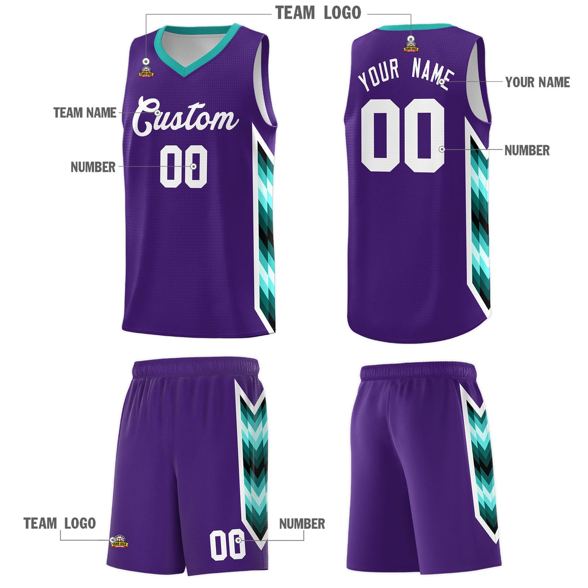 Custom Purple Mosaic Gradient Fashion Sports Uniform Basketball Jersey|KXKSHOP