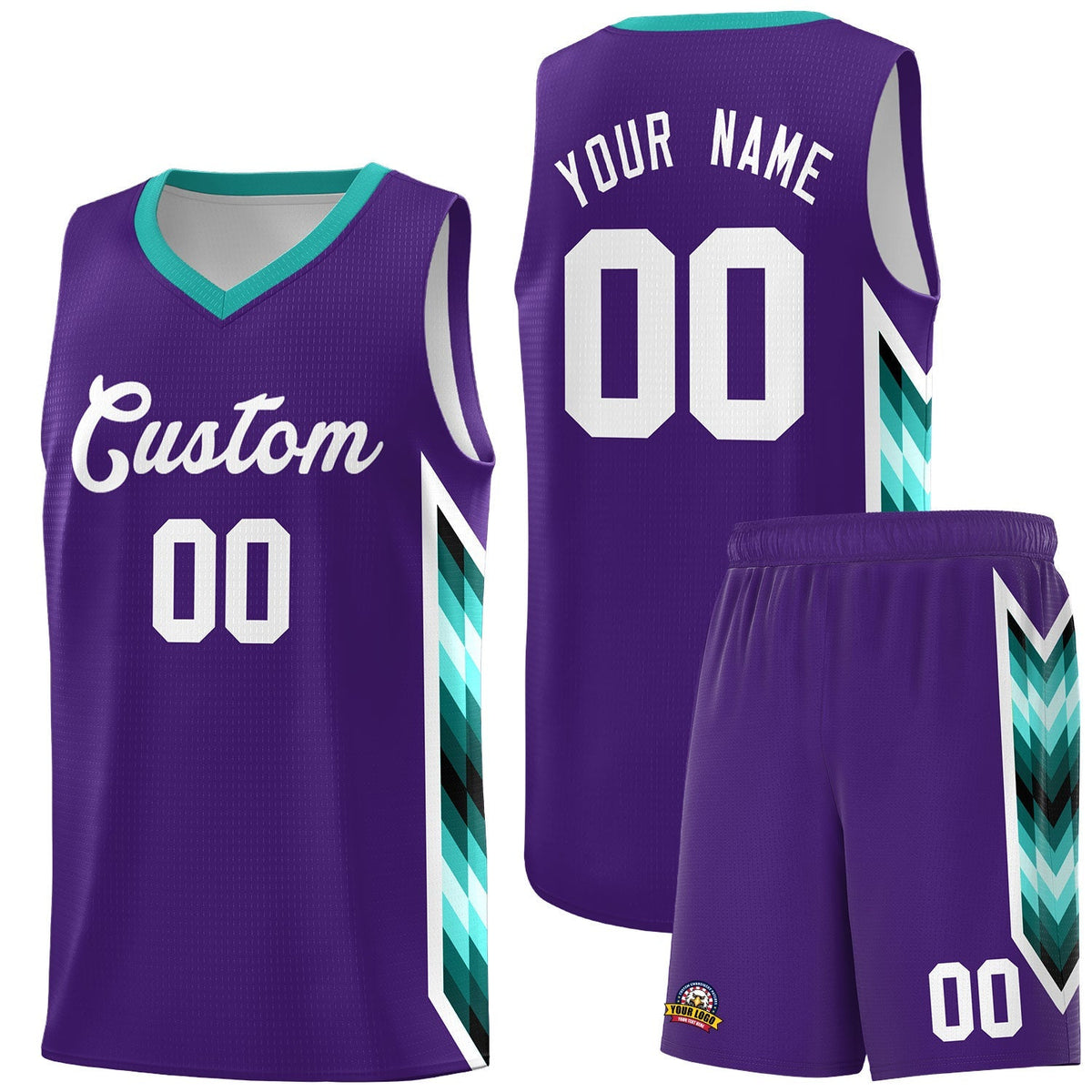 Custom Purple Mosaic Gradient Fashion Sports Uniform Basketball Jersey|KXKSHOP