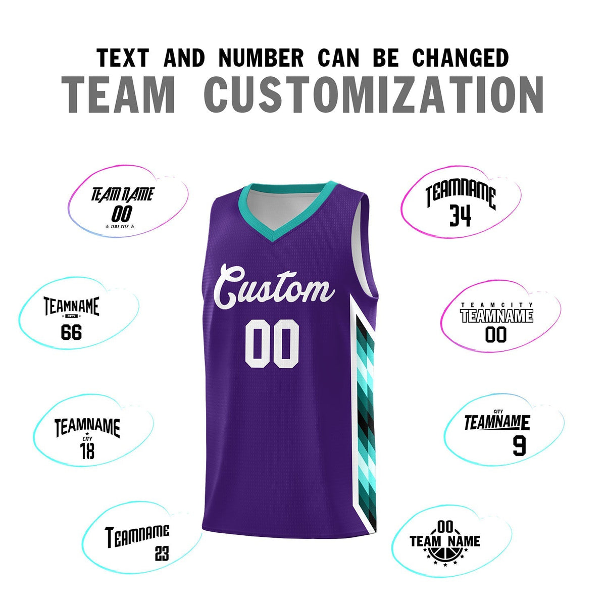 Custom Purple Mosaic Gradient Fashion Sports Uniform Basketball Jersey|KXKSHOP