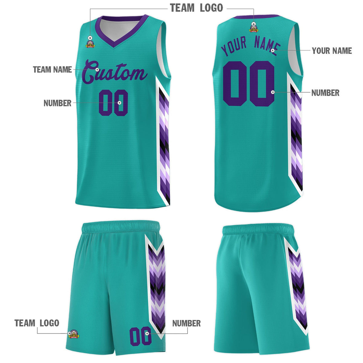 Custom Aqua Mosaic Gradient Fashion Sports Uniform Basketball Jersey|KXKSHOP