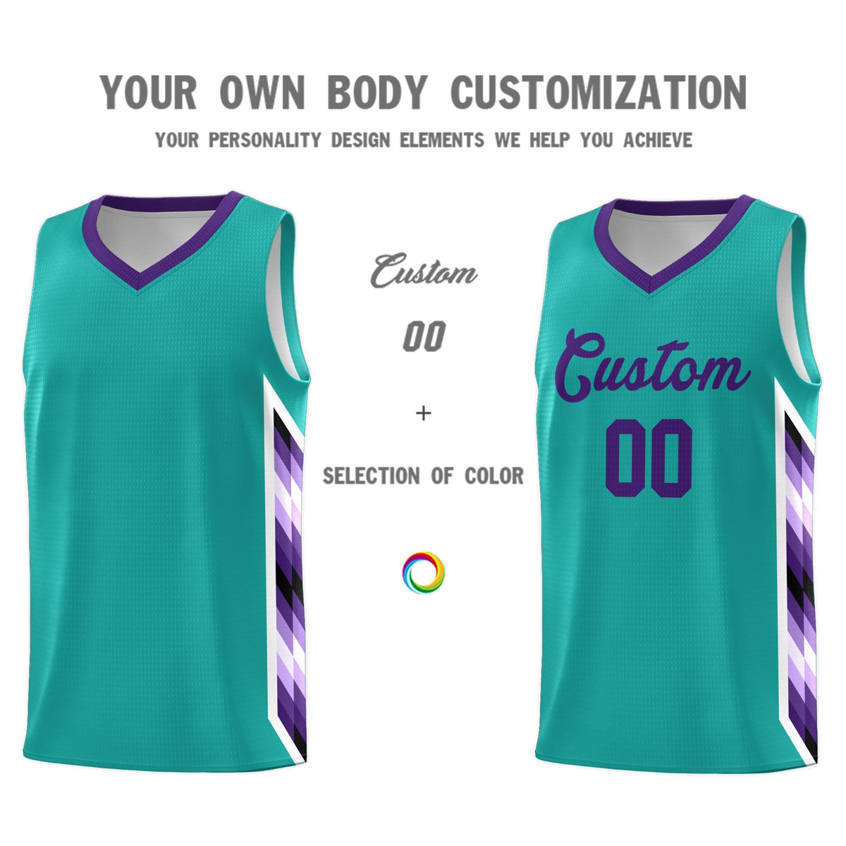 Custom Aqua Mosaic Gradient Fashion Sports Uniform Basketball Jersey|KXKSHOP