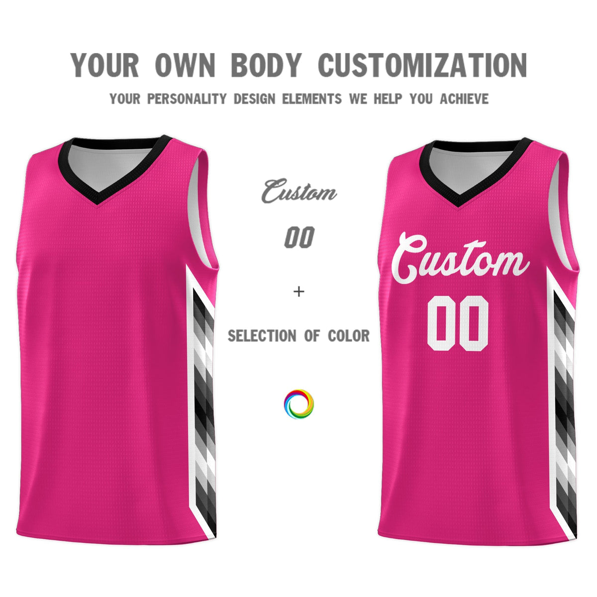 Custom Rose Red Mosaic Gradient Fashion Sports Uniform Basketball Jersey|KXKSHOP