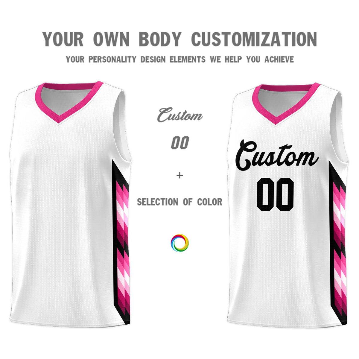 Custom White Mosaic Gradient Fashion Sports Uniform Basketball Jersey|KXKSHOP