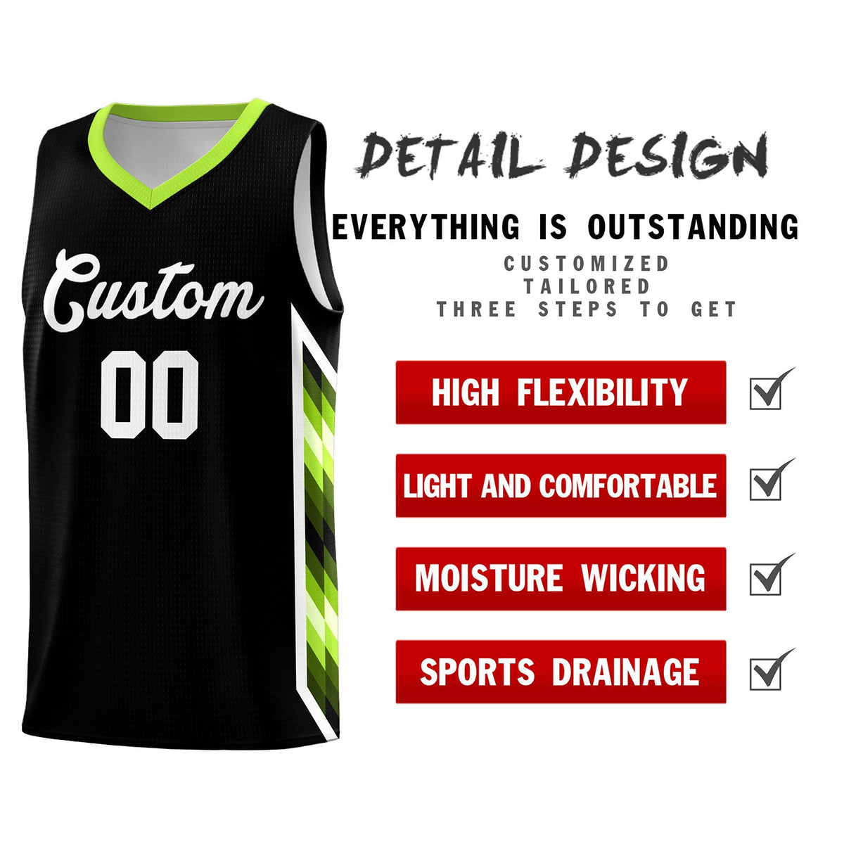 Custom Black Mosaic Gradient Fashion Sports Uniform Basketball Jersey|KXKSHOP